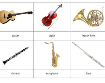 Montessori Musikinstrument Replica 5 Teile Karten Digital PDF Download Printable Homeschool Klassenzimmer Nomenklatur Flash Cards