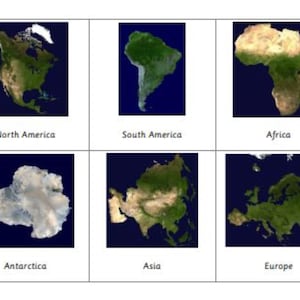 Montessori 7 Continents 5 Parts Cards Digital PDF Download Printable Homeschool Classroom Nomenclature Flash Cards