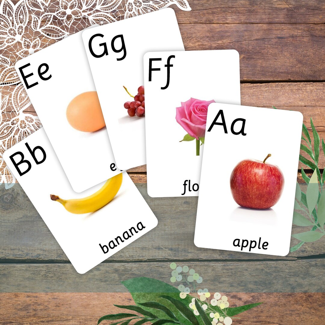 Alphabet Flashcards AZ Real Objects Pictures Digital PDF Etsy
