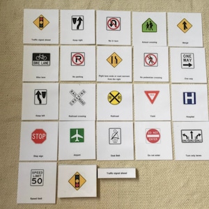 Montessori Traffic Signs Signals 3 Parts Nomenclature Flash Cards Home School Classroom Educational Learning Cards Toys for Kids