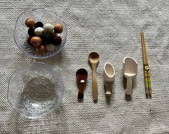 Montessori Transferring Activity with Chopstick and Spoon Assortment