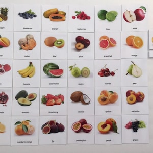 Montessori Common Fruits 3 Parts Nomenclature Flash Cards Educational Learning Cards Toys for Kids