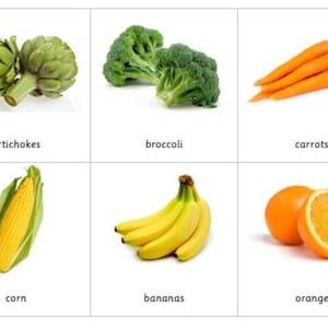 Montessori Common Fruits and Legumes 3 Parts Cards Digital PDF Télécharger Imprimable Homeschool Classroom Nomenclature Cartes Flash