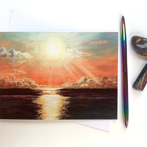 Tarjeta de felicitación Silver Lining / Hermoso paisaje marino / Tarjeta en blanco / Tarjetas de felicitación para todas las ocasiones / Tarjeta de puesta de sol / Océano / Tarjeta de cumpleaños /