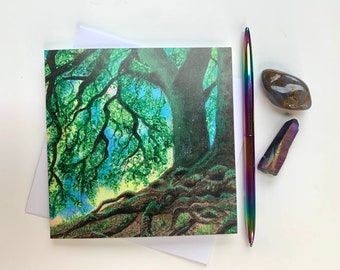 The Avebury Wishing Tree Greeting Card | Handmade Acrylic Painting Card | All Occasions Blank Card | Avebury Stones | Tree of Life | Avalon