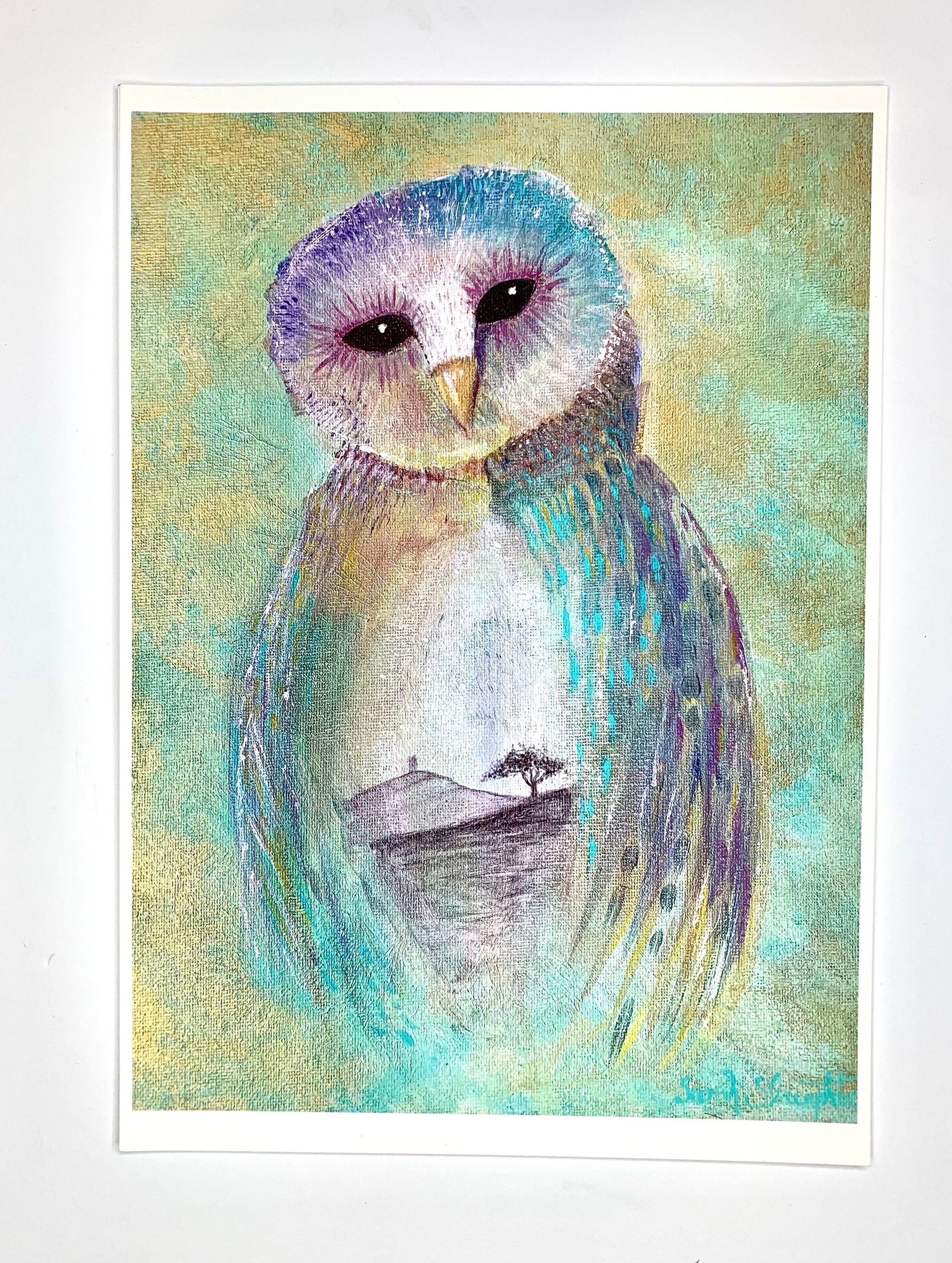 The Avalon Owl Print And Canvas | Glastonbury | Avalon | The Tor | Holy Thorn | Sacred Sites | Femal