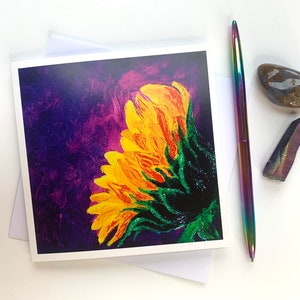 Biglietto di auguri girasole / Tutte le occasioni / Biglietto di auguri vuoto / Floreale / Disegno girasole / Biglietto di compleanno / Biglietto di ringraziamento /