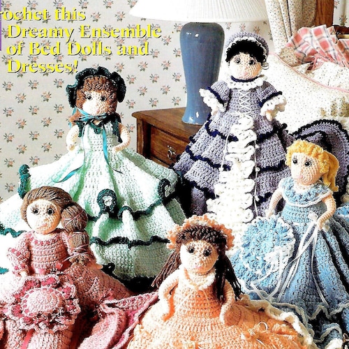 5 Designs Fairy Tale Bed Dolls & Dresses Vintage Crochet Etsy