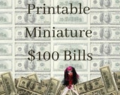 Printable Money for Fashion Doll Dollhouse Miniatures 1 6 PDF Printable Miniature 100 Dollar Bill Barbie Money Stacks Craft Art