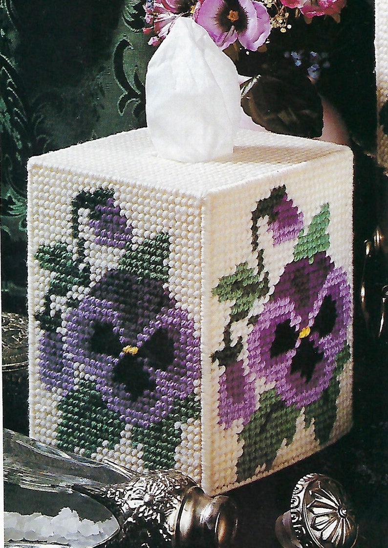 Plastic Canvas Flower Tissue Box Covers Vintage Flower | Etsy