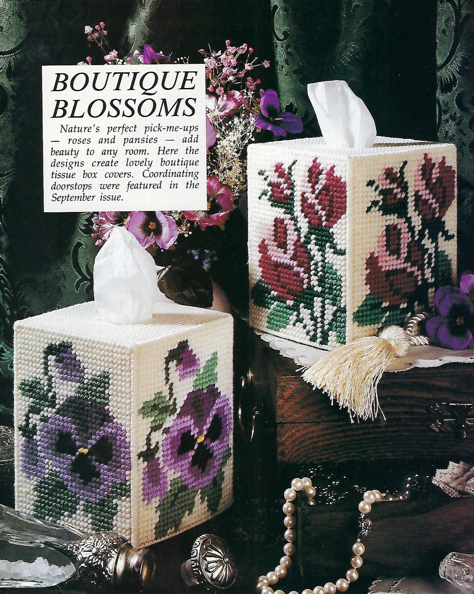 Plastic Canvas Flower Tissue Box Covers Vintage Flower Etsy