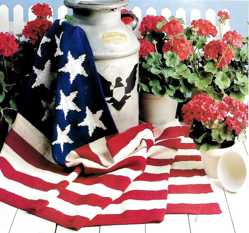 American Flag Knitting Afghan Pattern knit Patriotic Etsy