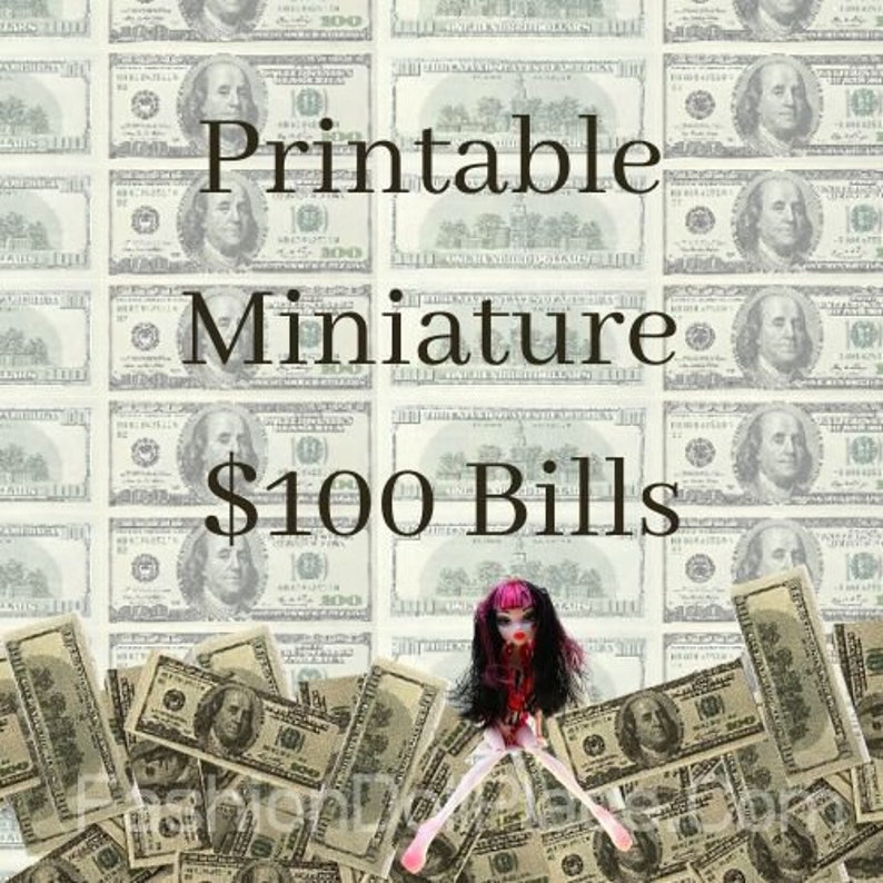 Printable Money for Fashion Doll Dollhouse Miniatures 1:6 PDF - Etsy