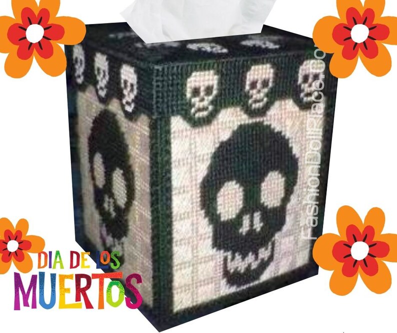 Skull pattern PDF template Plastic Canvas Tissue Box Covers | Etsy