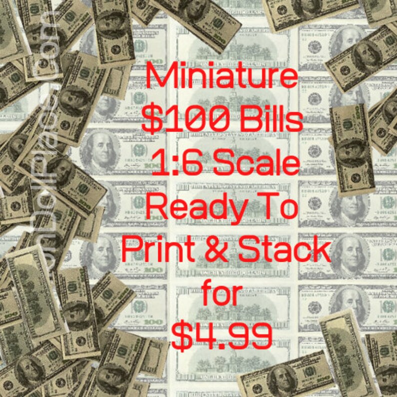 Printable Money for Fashion Doll Dollhouse Miniatures