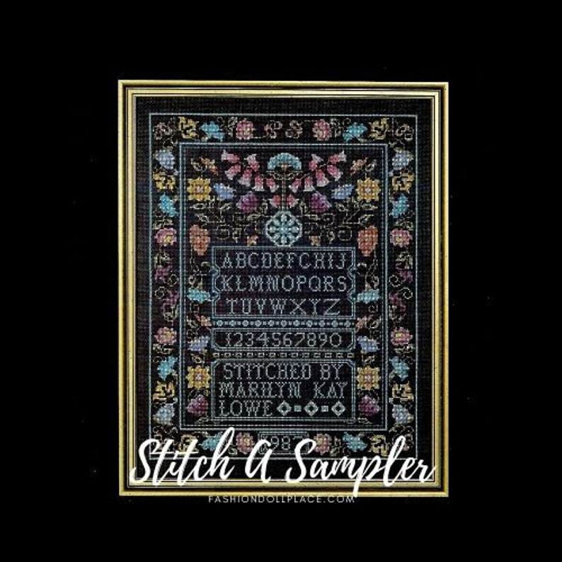 Classic Sampler on Black Aida Sampler Cross Stitch Pattern Etsy
