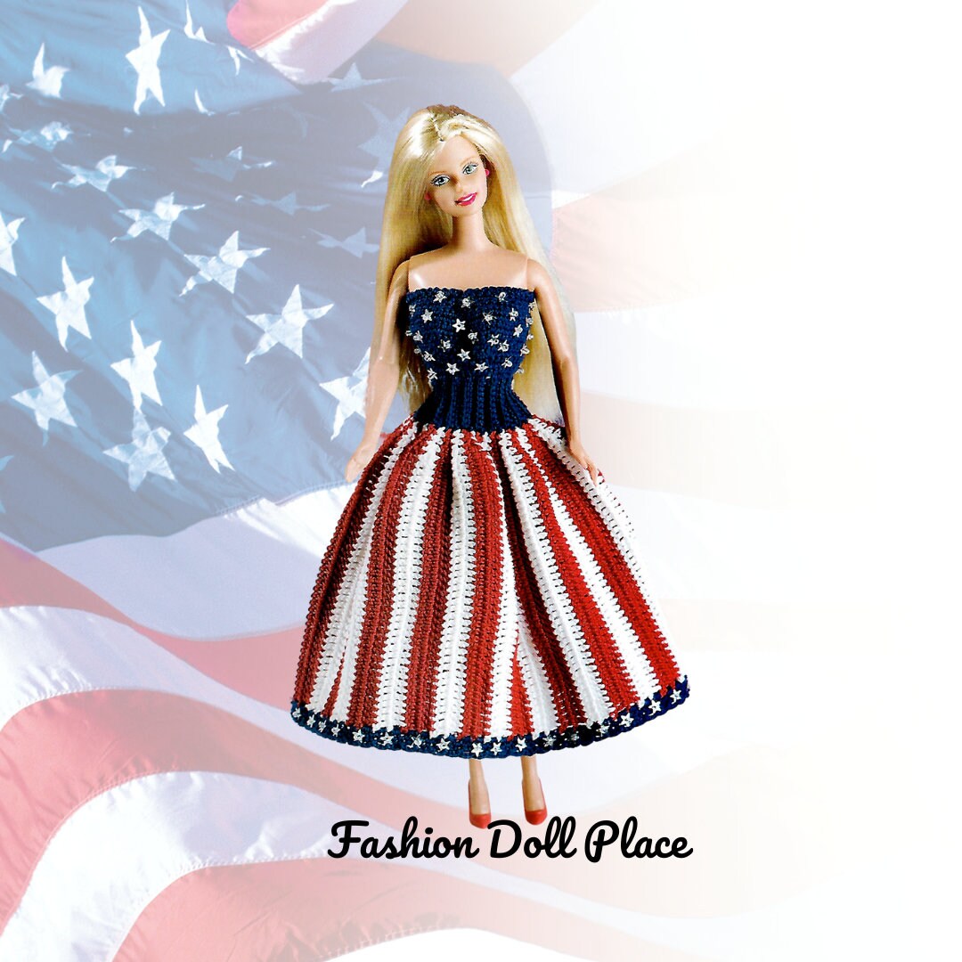 Middelen Vegen Bewolkt Barbie's 4th of July Dress Crochet PDF Digital Download - Etsy