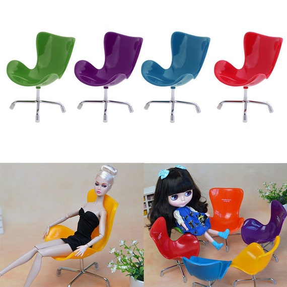 1/6 Mini Swan Chair Lounge Chair Dolls Accessory Kids Pretend Play Toy Red 