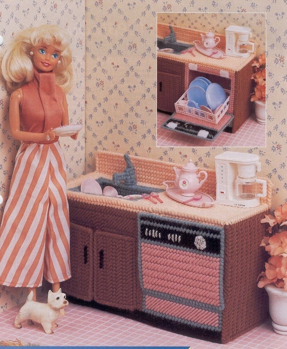 Kitchen with pull out dishwasher for Barbie or Fashion Doll Etsy