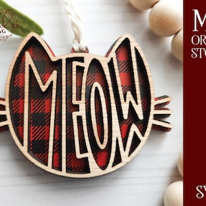 Ornamento de corte a laser, arquivos de corte a laser, Natal SVG, Laser Natal SVG, Glowforge SVG, Ornamento de gato, Ornamento de miau Svg, Laser Pet Svg
