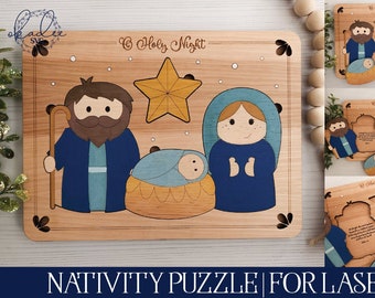 Nativity Puzzle, Laser Cut Nativity, Laser Cut File, Glowforge Nativity, Glowforge Cut File, Laser Christmas, Glowforge Christmas, Nativity