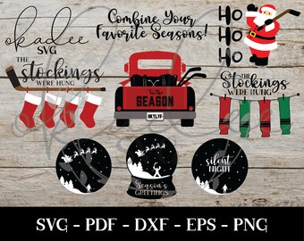 Pacchetto SVG di hockey di Natale, SVG di Natale, SVG di hockey, file di taglio di Natale, file di taglio di hockey, camion antico, decalcomania di hockey, sublimazione, Babbo Natale