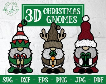 3D Christmas Gnome Bundle, Layered Gnome, 3D Gnome SVG, 3D Christmas Mandala, 3D Mandala, Gnome Mandala, Gnome Papercut, Christmas Shadowbox