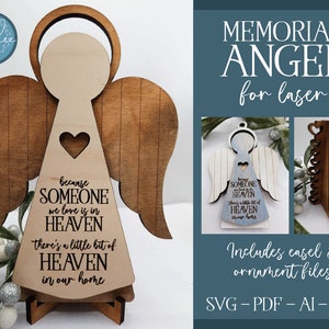 Memorial Angel SVG, Ángel cortado con láser, Archivo cortado con láser, Archivo Glowforge, Ángel Glowforge, Memorial SVG, Memorial cortado con láser, Caballete cortado con láser