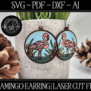 Flamingo Earring SVG, Earring Laser File, Glowforge Earring, Flamingo Laser File, Flamingo Laser Cut File, Flamingo Earring SVG, Flamingo