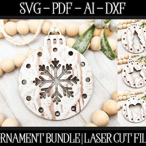 Round Ornament File, Laser Cut Ornament, Glowforge File, Laser SVG, Christmas Cut File, Laser Ornament, Glowforge SVG, Laser Cut Christmas