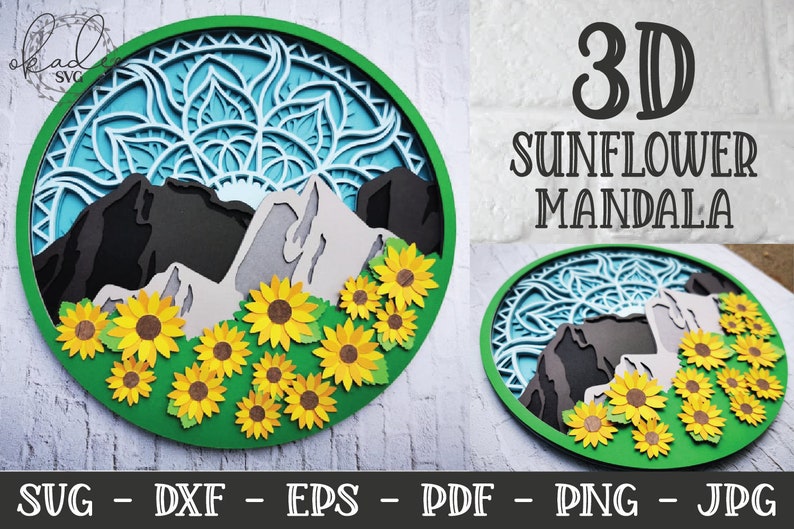 Download 3d Mandala Svg Field Of Sunflowers Svg 3d Sunflower Mandala 3d Mountain Mandala Layered Sunflower Svg Sunflower Svg Papercut Mandala Clip Art Art Collectibles