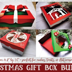 Boîte cadeau SVG, boîte de gâteries de Noël, SVG de Noël, Noël coupe fichier, fichier de coupe boîte cadeau, ornement boîte Svg, boîte à biscuits SVG, Svg boîte de gâteries