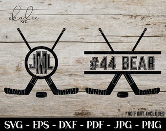 Hockey Monogram SVG: Goalie, Mom, Cricut Cut File (Digital Download)