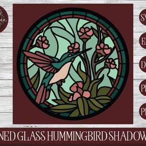 Caja de sombras de colibrí 3D, Colibrí SVG, Caja de sombras de vidrieras, Mandala 3D, Caja de sombras de colibrí, Colibrí 3D SVG