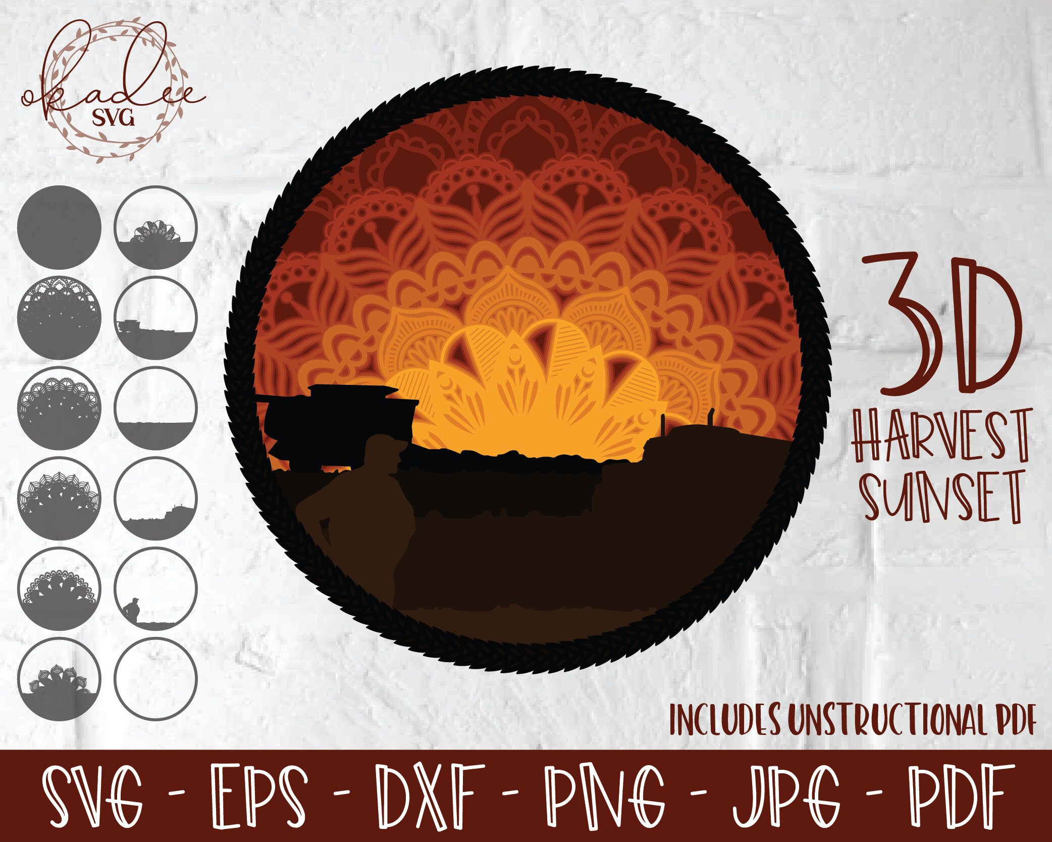 Download 3d Harvest Sunset Svg Layered Mandala Svg 3d Mandala Svg Etsy