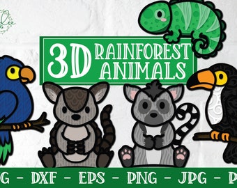 3D Rainforest Animal SVG Bundle: Layered Mandala Cut Files (Digital Download)
