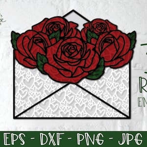 3D-Rosenumschlag, 3D-Valentinstag, 3D-Mandala, Papierschnitt-Valentinstag, Valentinstagsgeschenk, Valentinstag-Schattenbox, Geschenk für Sie, Papierschnitt-Rose, SVG