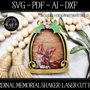 Cardinal Shaker File, Laser Cut Shaker, Glowforge Ornament, Shaker Ornament File, Ornament Bundle, Memorial Ornament File, Laser Shaker