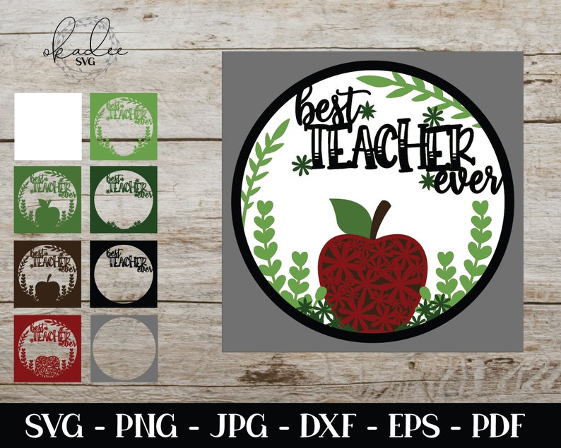 Download Teacher Appreciation Gift Instant Download Best Teacher Ever Svg Silhouette Cricut Shadow Box Svg Layered Mandala Svg Teacher Gift Clip Art Art Collectibles