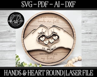 母の日レーザーファイル、ハートの手カットファイル、レーザーマザーSVG、ハンズ・アー・フルSVG、Glowforgeファミリー、GlowforgeハンズSVG、ファミリーレーザーSVG