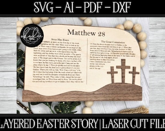 Easter Story SVG, He is Risen File, Glowforge Easter, Laser File, Easter Jesus SVG, Laser Easter SVG, Easter Cut File, Laser Cross File