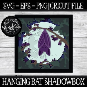 Hanging Bat Shadowbox, Halloween Cut File, Cricut SVG, Cricut Halloween, Layered Papercut, Layered Cricut File, Shadowbox SVG, Halloween Svg