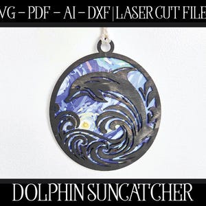 Delphin Suncatcher Datei, Laser geschnitten Suncatcher, Glowforge Suncatcher, Delphin SVG, Delphin Schnittdatei, Glowforge SVG, Laserdatei