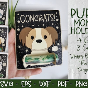 Portasoldi per cuccioli SVG, Portasoldi SVG, Portasoldi Cricut, Portasoldi di compleanno, Portasoldi laureato, Portasoldi per cani, Cane a strati SVG