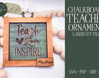 Teacher Ornament SVG, Laser Teacher File, Teacher Ornament File, Chalkboard Ornament Svg, Christmas Ornament File, Laser Cut Christmas