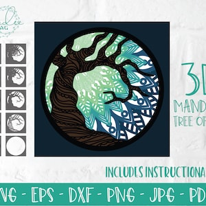 Tree of Life SVG, 3D Mandala SVG, Layered Mandala SVG, Papercut Svg File, Papercraft, Tree Svg, 3D Tree, Cricut File, Silhouette File, Dxf