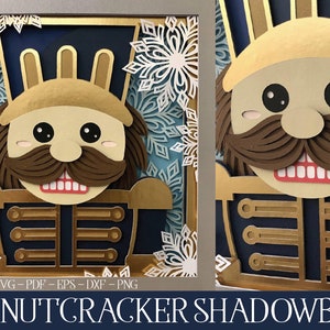 Shadowbox de quebra-nozes 3D, SVG de quebra-nozes em camadas, corte de papel de quebra-nozes, SVG de mandala 3D, SVG de Natal 3D, corte de papel de Natal, Svg de Natal