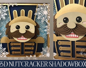 3D Nutcracker Shadowbox, Layered Nutcracker SVG, Nutcracker Papercut, 3D Mandala SVG, 3D Christmas SVG, Christmas Papercut, Christmas Svg
