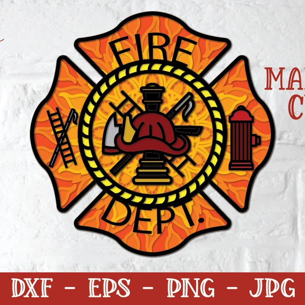 3D Maltese Cross SVG, Layered Maltese Cross, Papercut Maltese Cross, Firefighter SVG, Fireman SVG, Fire Department, Essential Worker Svg