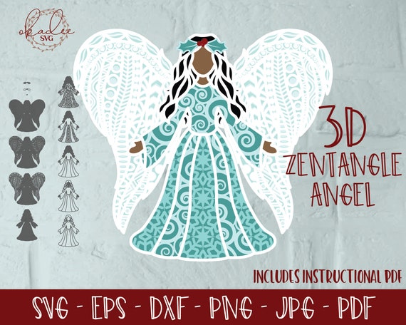 Download Layered Christmas Angel 3d Mandala Angel Zentangle Etsy